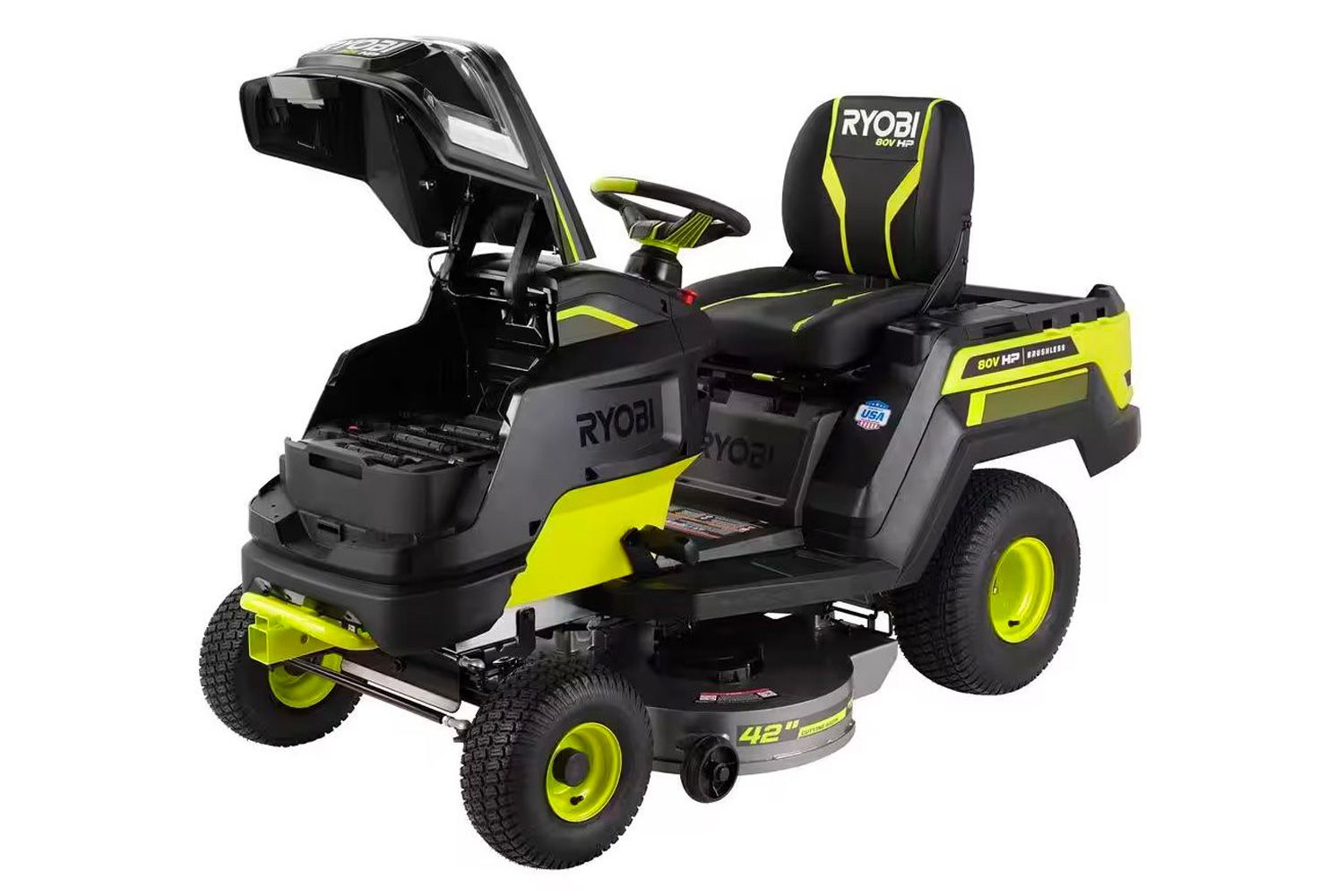 Ryobi 80V HP Brushless 42-Inch Electric Cordless Riding Lawn Tractor